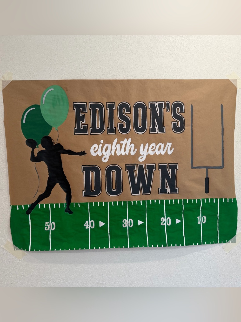 Personalized Football Backdrop Banner - Green and Black
